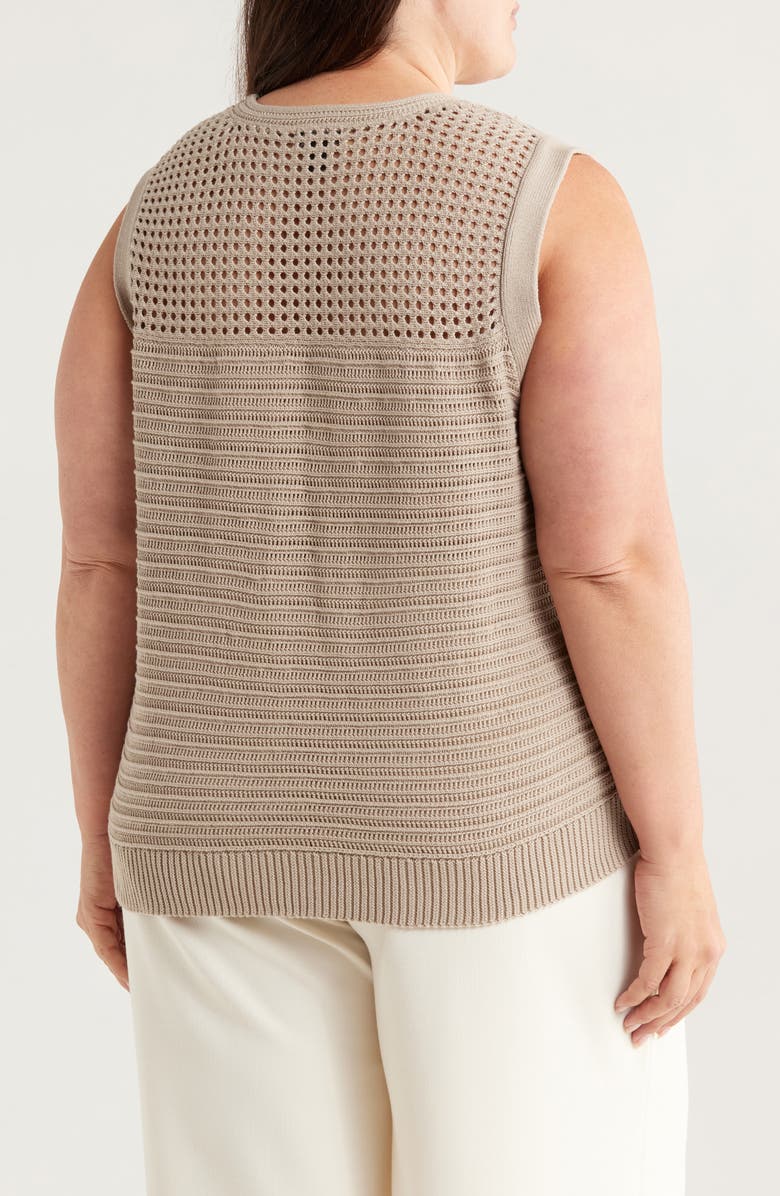 Halogen<sup>®</sup> Open Stitch Side-Button Cotton Sweater Tank, Alternate, color, Taupe Bisque