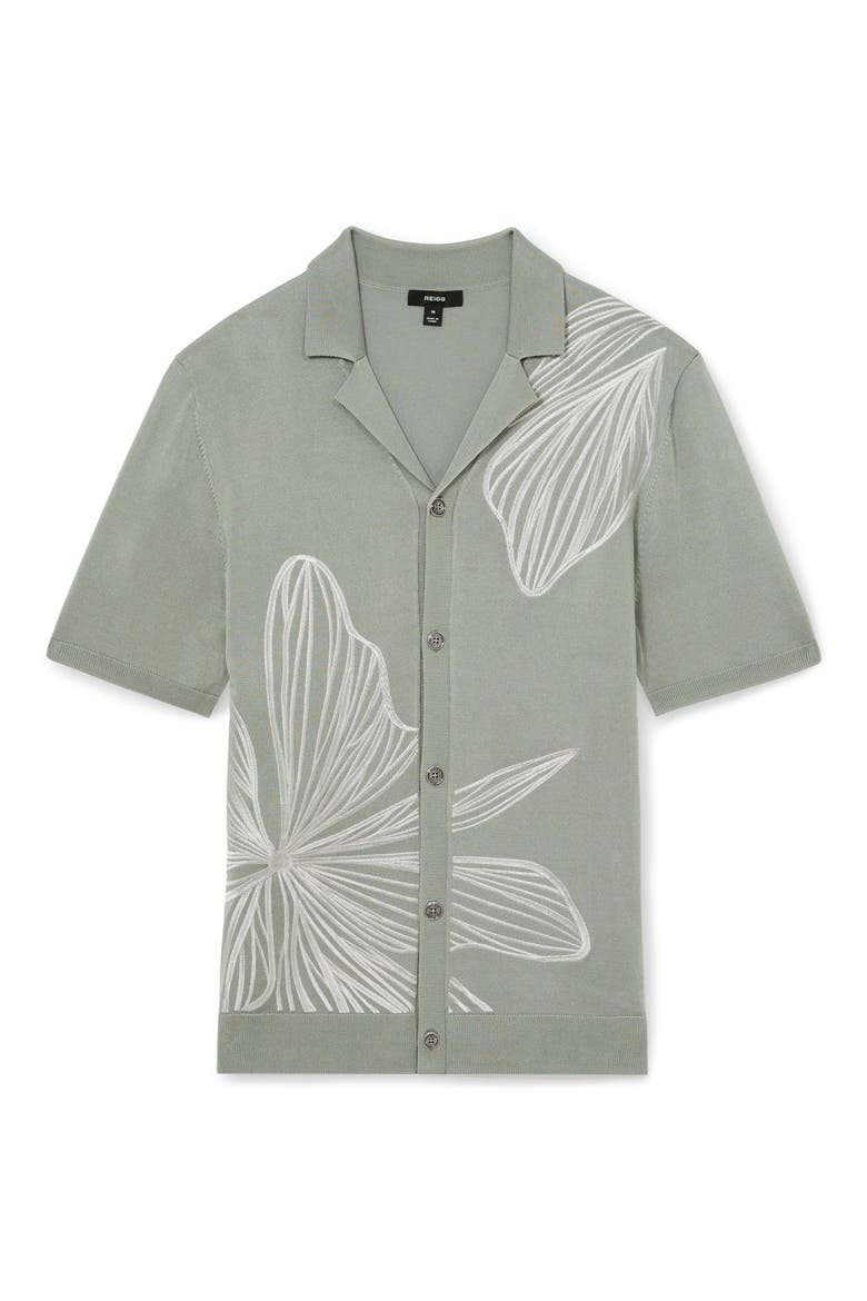 Laurent Floral Knit Camp Shirt, Alternate, color, SOFT SAGE