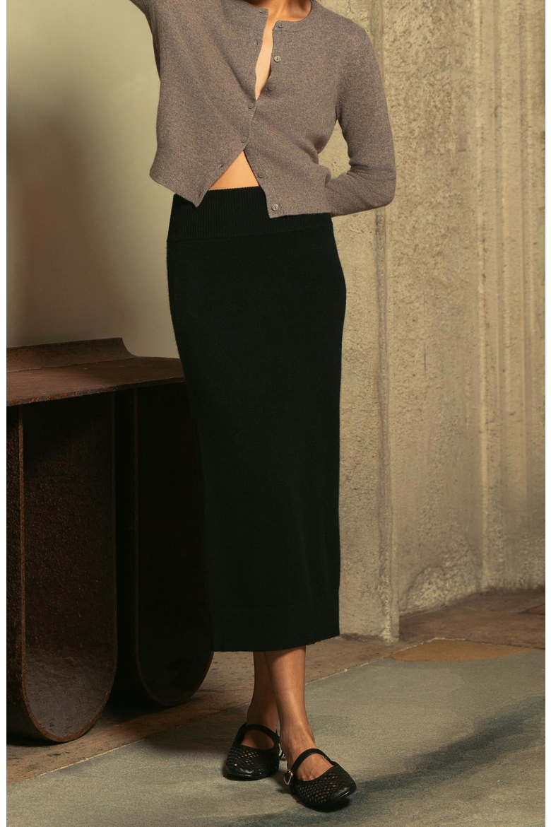 Gemma Cashmere Midi Skirt, Alternate, color, Black
