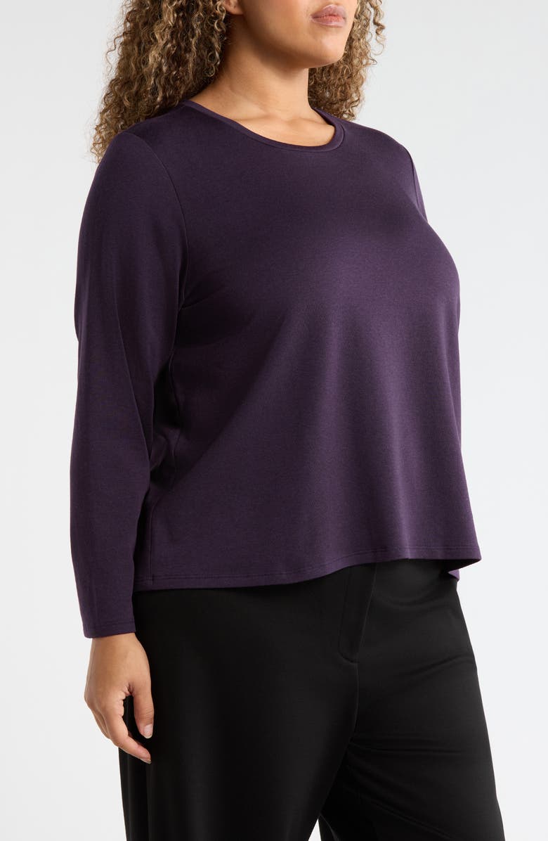 Eileen Fisher Cozy Brushed Terry Crewneck Top, Alternate, color, Aubergine