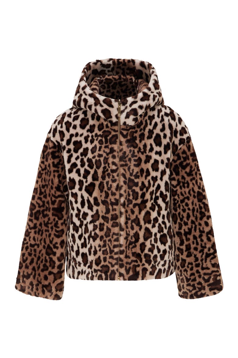 Fur-Free Sheared Mink (Faux Fur) Jacket, Hood, Alternate, color, BROWN LPRD/BROWN