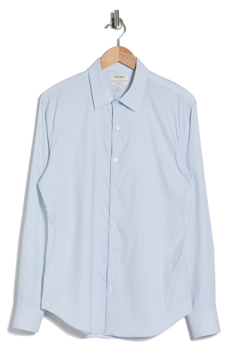 Long Sleeve Slim Fit Button Front Performance Shirt, Alternate, color, DUSTY BLUE GEO