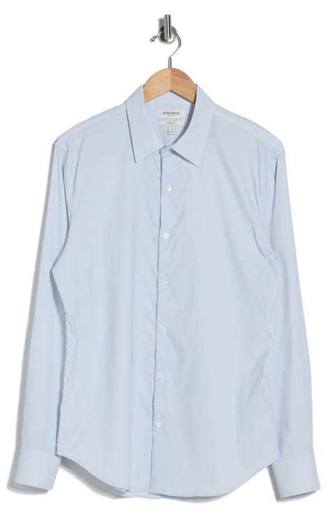 Long Sleeve Slim Fit Button Front Performance Shirt