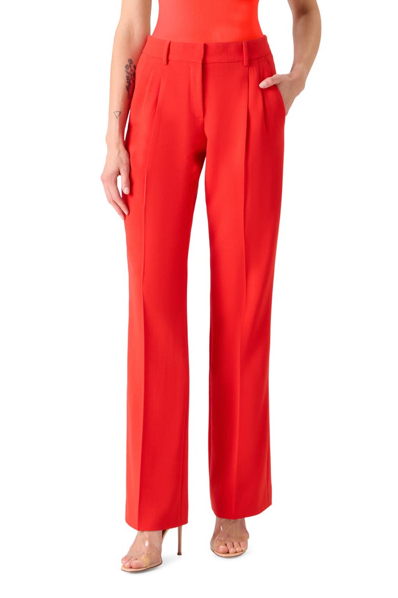 Fabri Pleated Wool Pants, Main, color, VERMILLION
