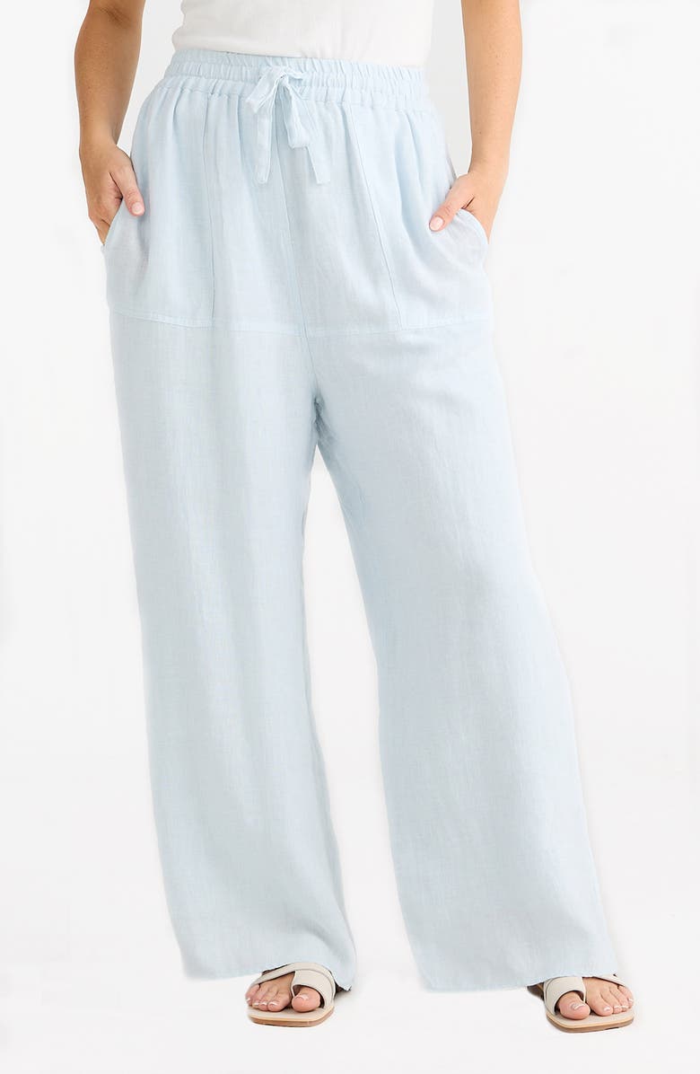 Brave+True Sunny Days Wide Leg Linen Pants, Main, color, Sky