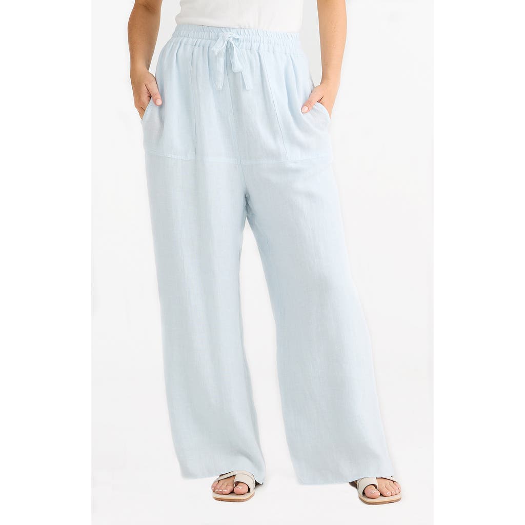 Shop Brave + True Brave+true Sunny Days Wide Leg Linen Pants In Sky