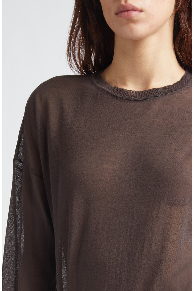Leds Sheer Organic Cotton Blend Sweater, Alternate, color, BROWN