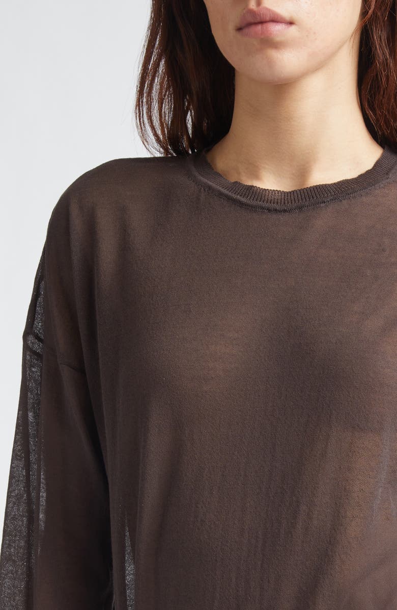 Paloma Wool Leds Sheer Organic Cotton Blend Sweater, Alternate, color, Brown
