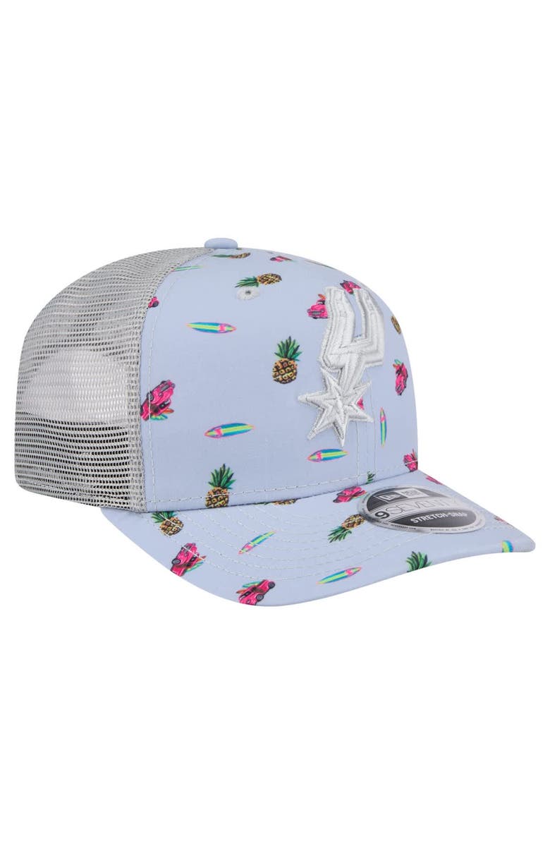 New Era Men's New Era Light Blue/Gray San Antonio Spurs Adventure Aloha Pattern 9SEVENTY Stretch-Snap Hat, Alternate, color, Light Blue