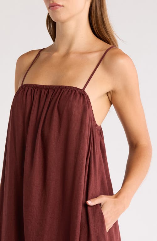 Nordstrom Vacation Linen Blend Nightgown In Burgundy