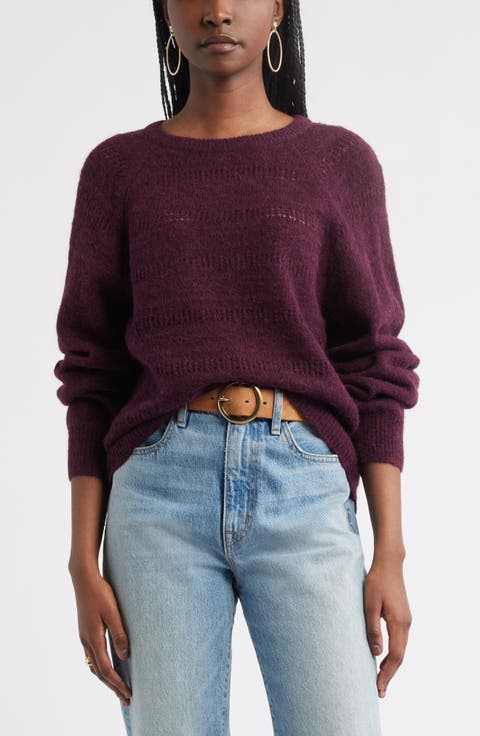 Pointelle Raglan Sleeve Sweater