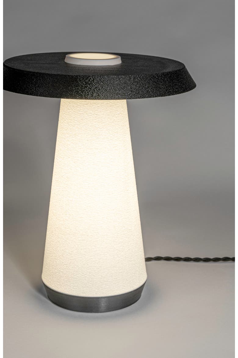 Bruno 12.25" Mid-Century Minimalist Plant-Based PLA 3D Printed Dimmable LED Table Lamp, Alternate, color, White/Black with White Shade