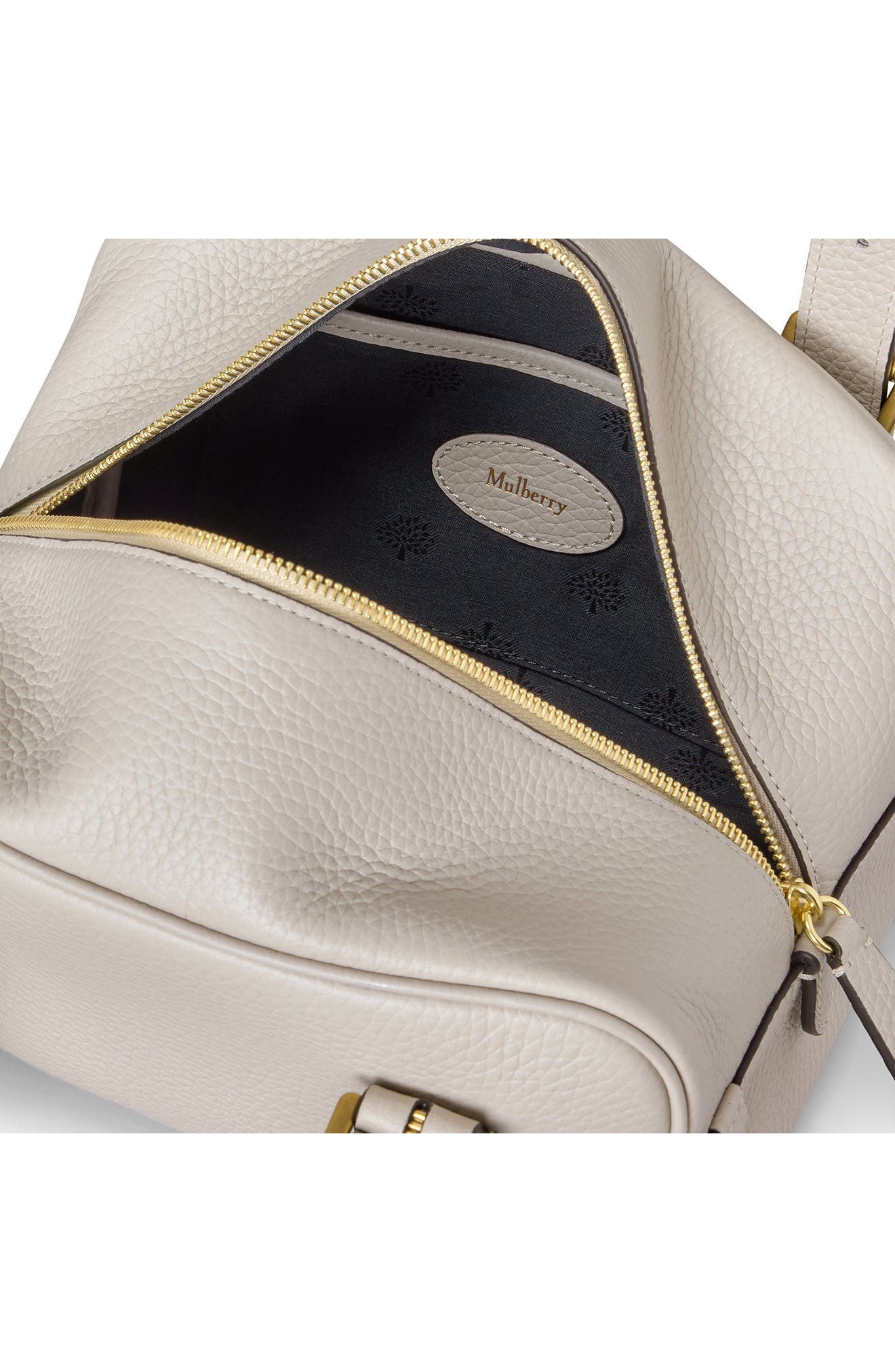 Mulberry Small Boston Heavy Grain Top Handle Bag, Alternate, color, Chalk