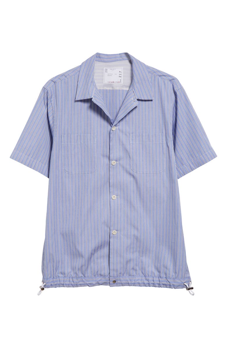 Sacai Stripe Cotton Poplin Camp Shirt, Alternate, color, Blue Stripe