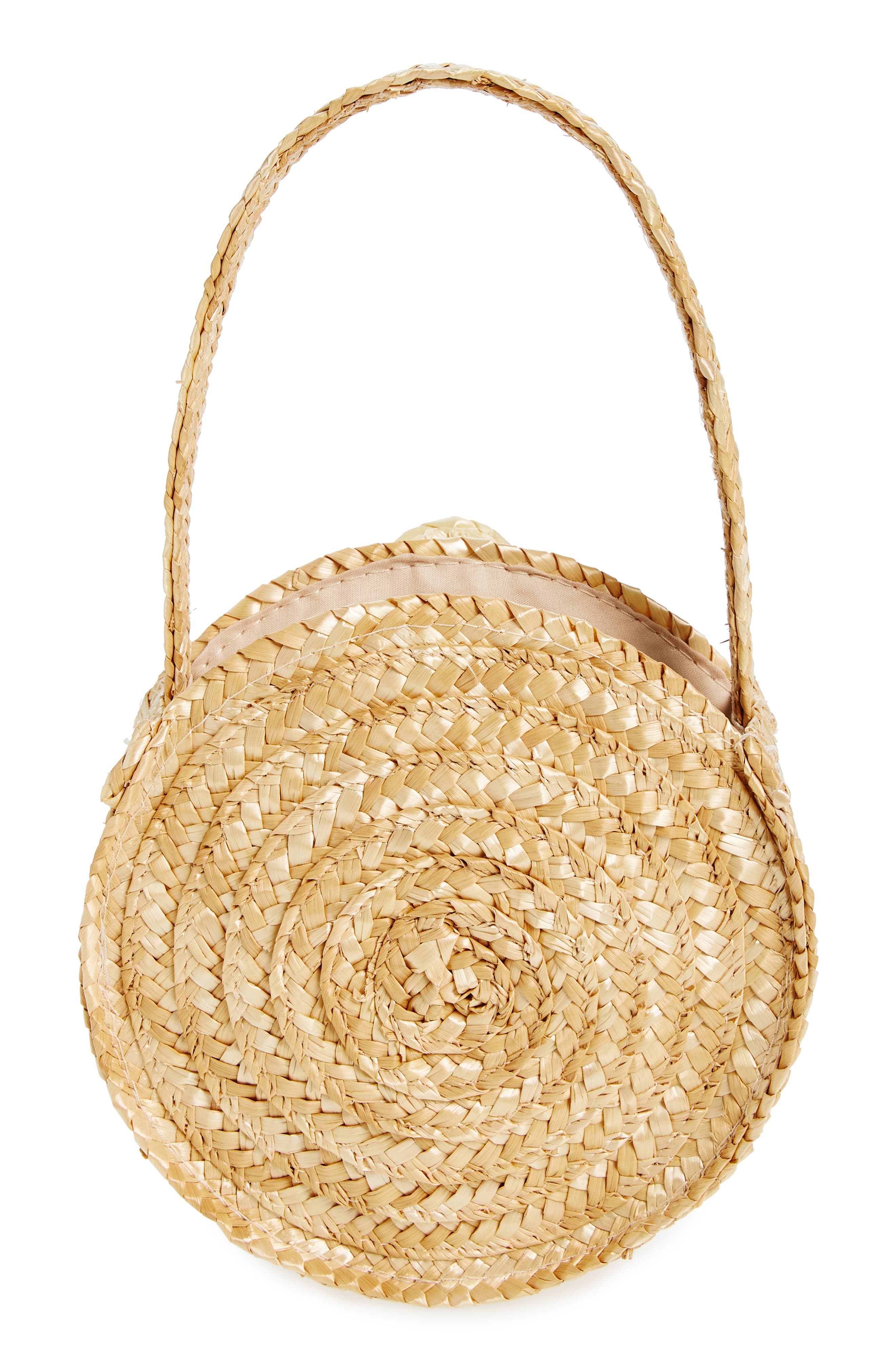 Pompom Daisy Rattan Handbag, Alternate, color, NATURAL MULTI