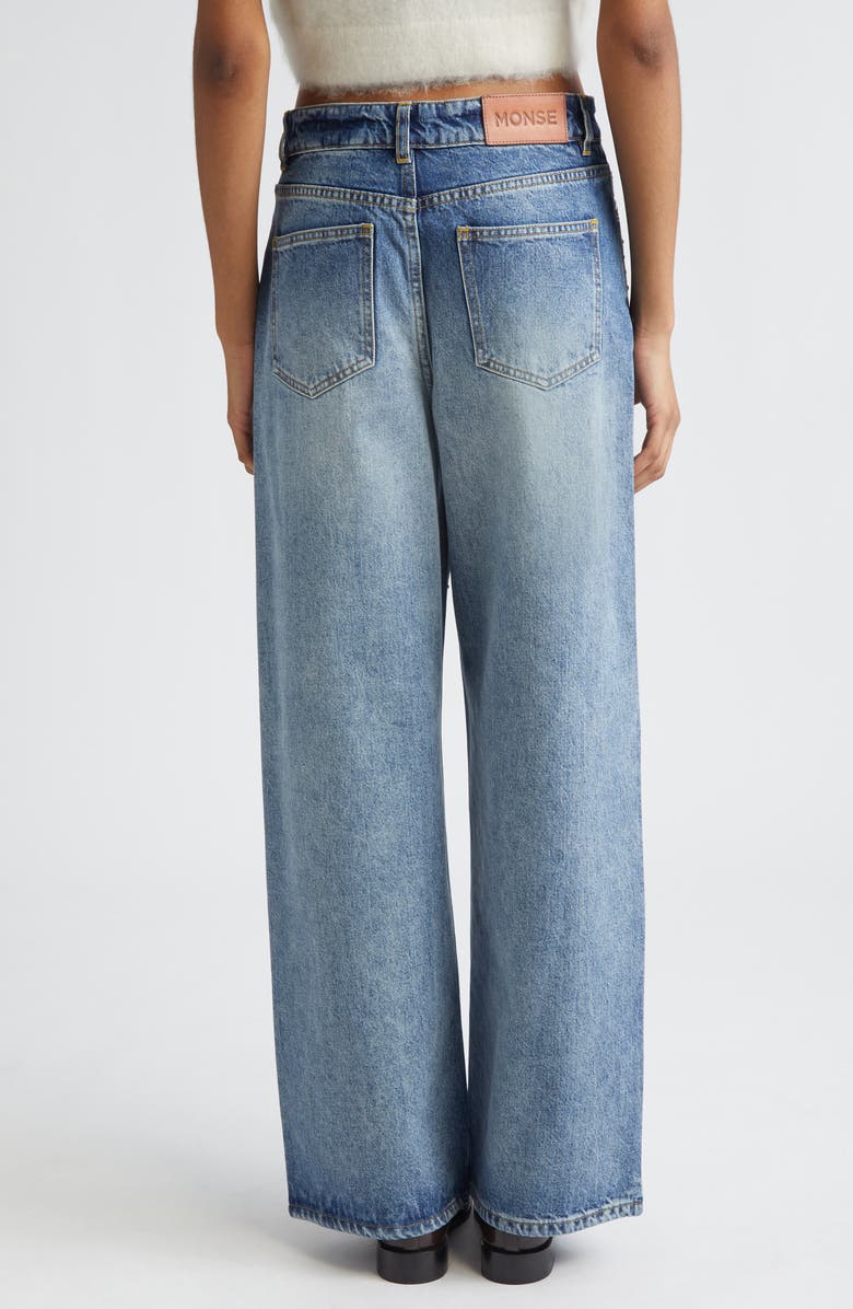 MONSE Crystal Embelished Wide Leg Jeans, Alternate, color, Indigo