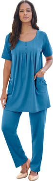 Roaman's Plus Size Two Pocket Soft Knit Swing Tunic