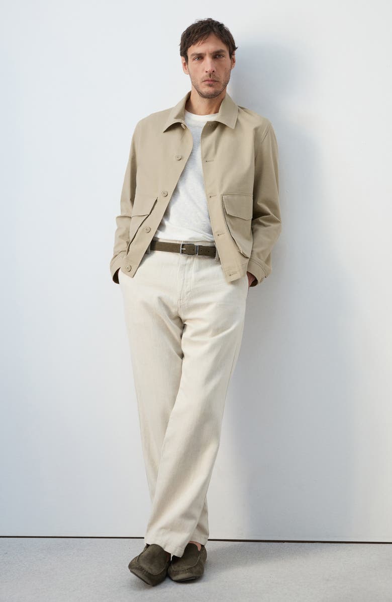 MANGO Cotton Blend Jacket, Alternate, color, Beige