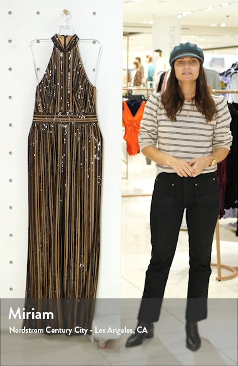 Sequin Stripe Sleeveless Jumpsuit, sales video thumbnail