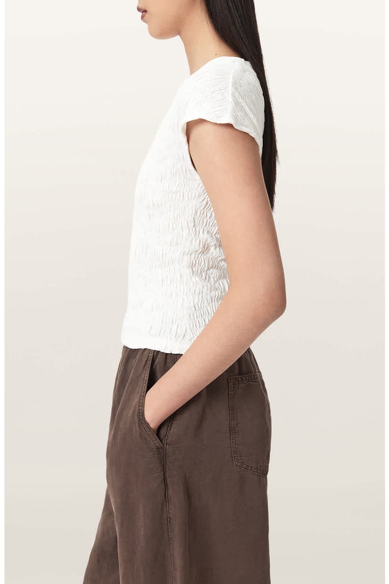 Luna Crinkled Cotton Tee, Alternate, color, WHITE
