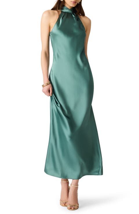 Alanah Halter Neck Satin Midi Dress