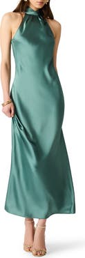 Steve Madden Alanah Halter Neck Satin Midi Dress
