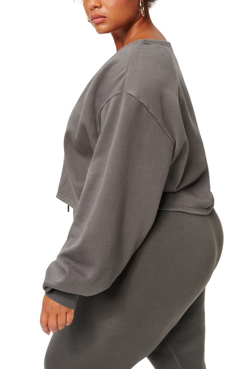 Good American Collarless Half Zip Sweatshirt, Alternate, color, Shadow001