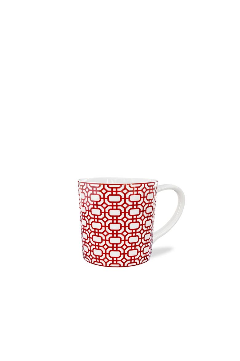 Newport Crimson Garden Gate Mug - Porcelain - Set 4, Main, color, RED