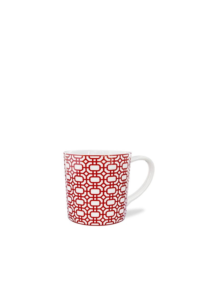 Caskata Newport Crimson Garden Gate Mug - Porcelain - Set 4, Main, color, Red