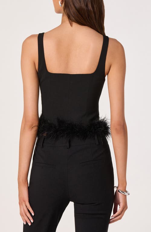 Astr The Label Feather Trimmed Crop Top In Black