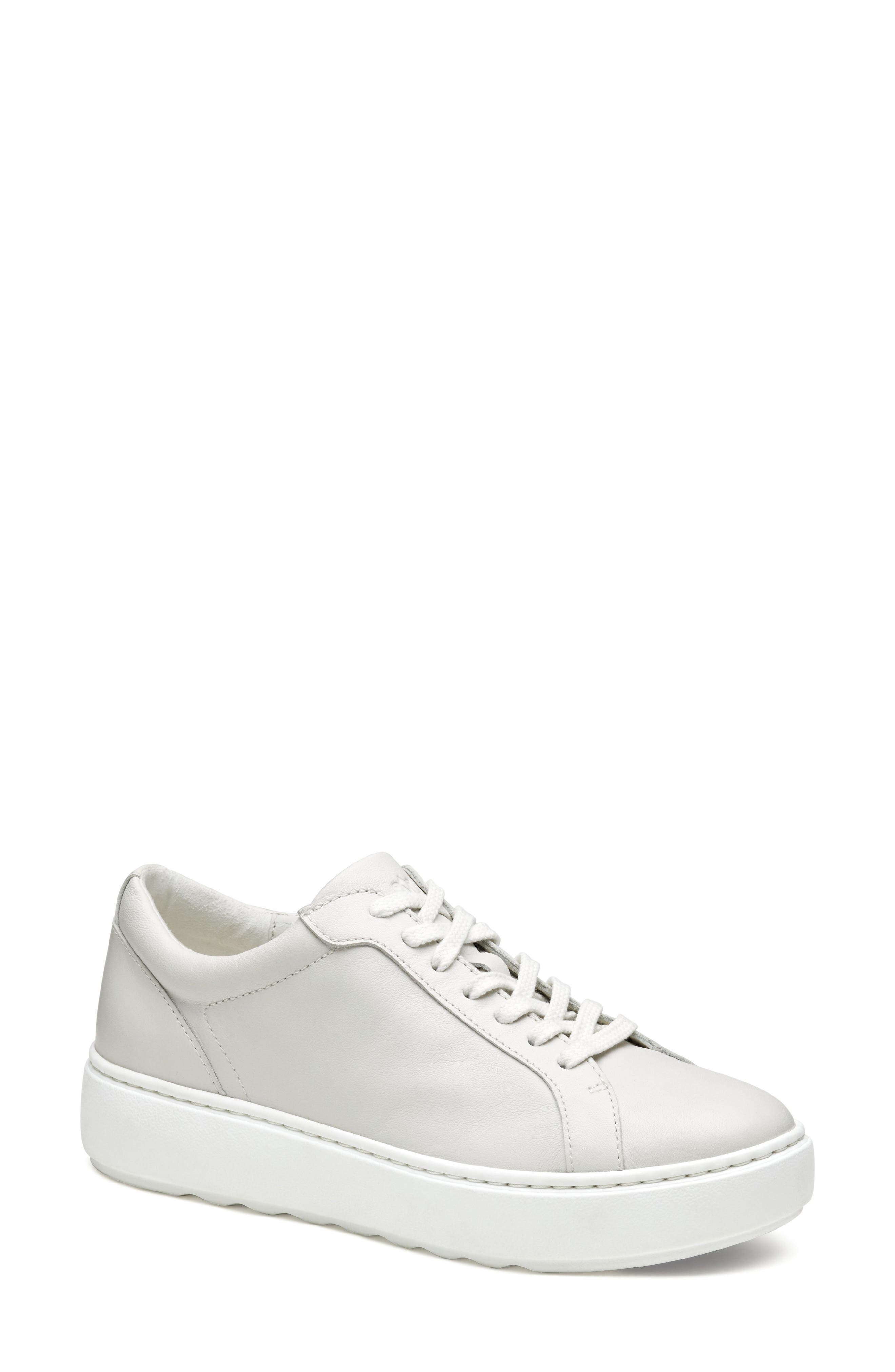 Johnston & Murphy Cammie Low Top Sneaker, Main, color, White Tumbled Full Grain