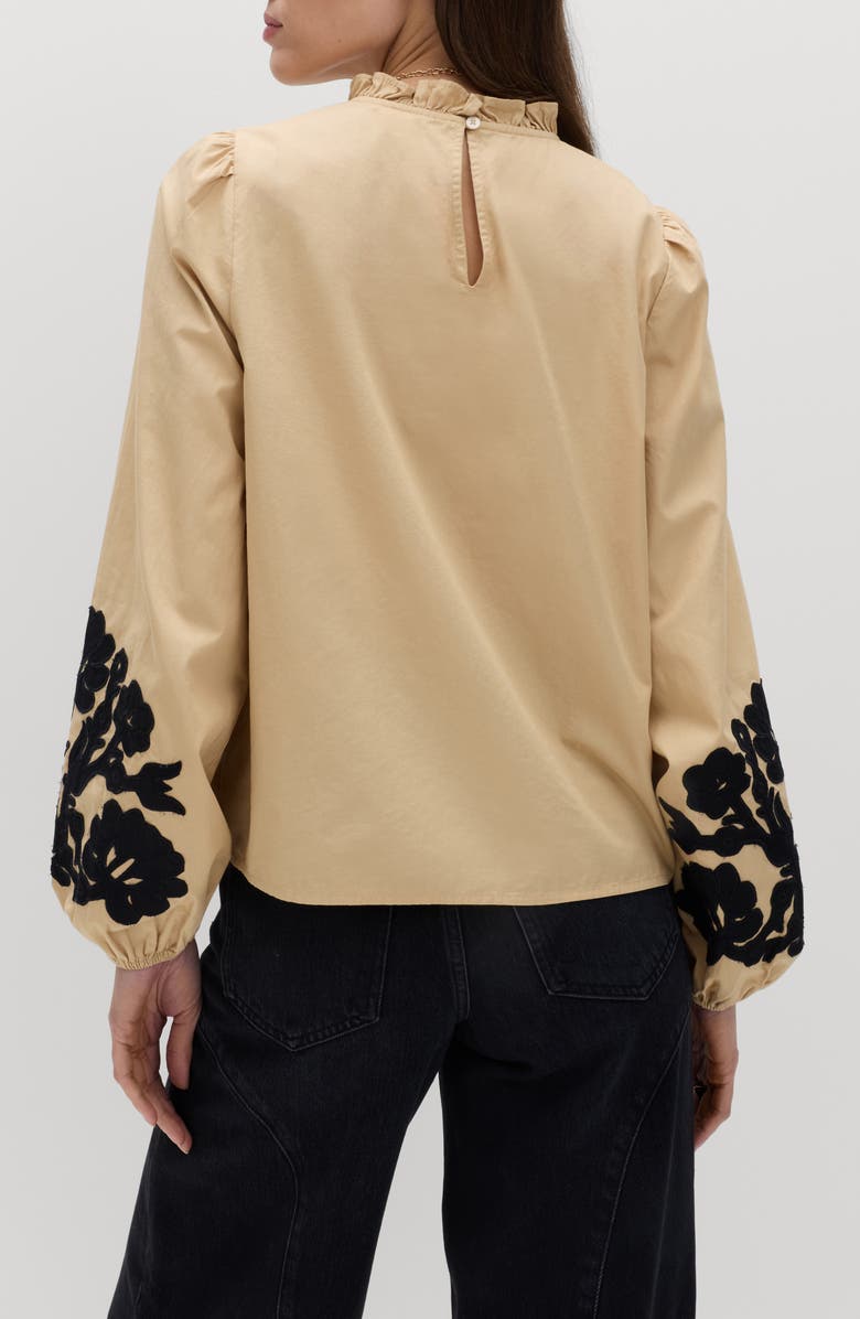PER UNA BY M&S Floral Embroidered Mock Neck Top, Alternate, color, Brown