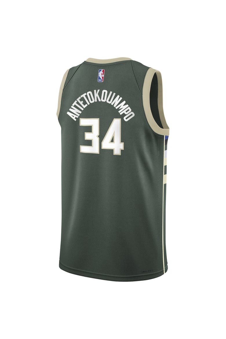 Youth Nike Giannis Antetokounmpo Hunter Green Milwaukee Bucks Swingman Jersey - Icon Edition, Alternate, color, Hunter Green