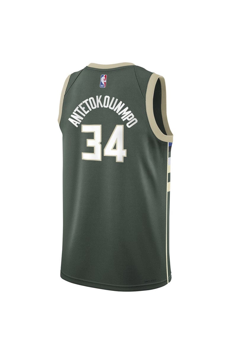 Nike Youth Nike Giannis Antetokounmpo Hunter Green Milwaukee Bucks Swingman Jersey - Icon Edition, Alternate, color, Hunter Green