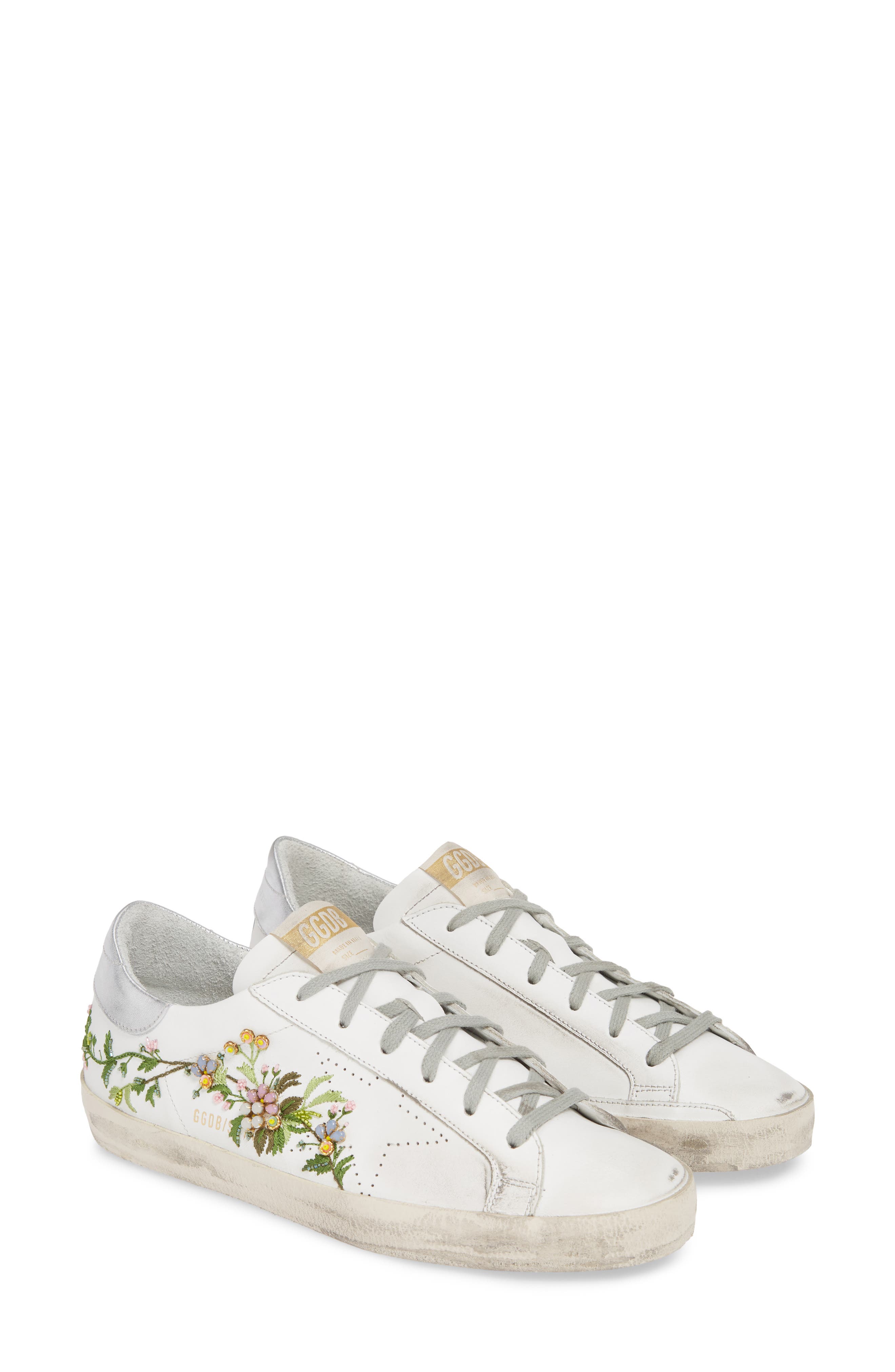 Golden Goose Superstar Embellished Floral Sneaker, Main, color, 