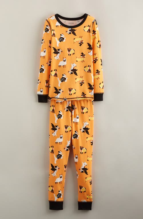 Nordstrom Kids' Print Fitted Cotton Pajamas In Orange