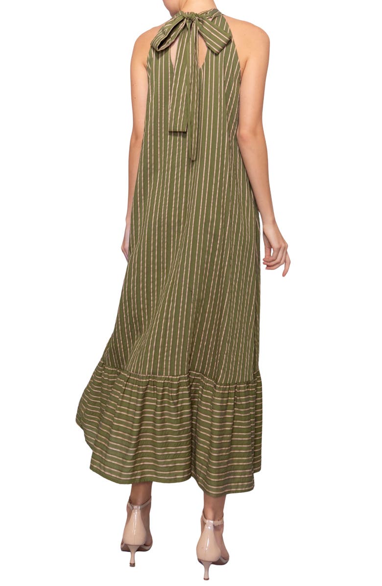 MELLODAY Stripe Mock Neck Maxi Sundress, Alternate, color, Olive Stripe