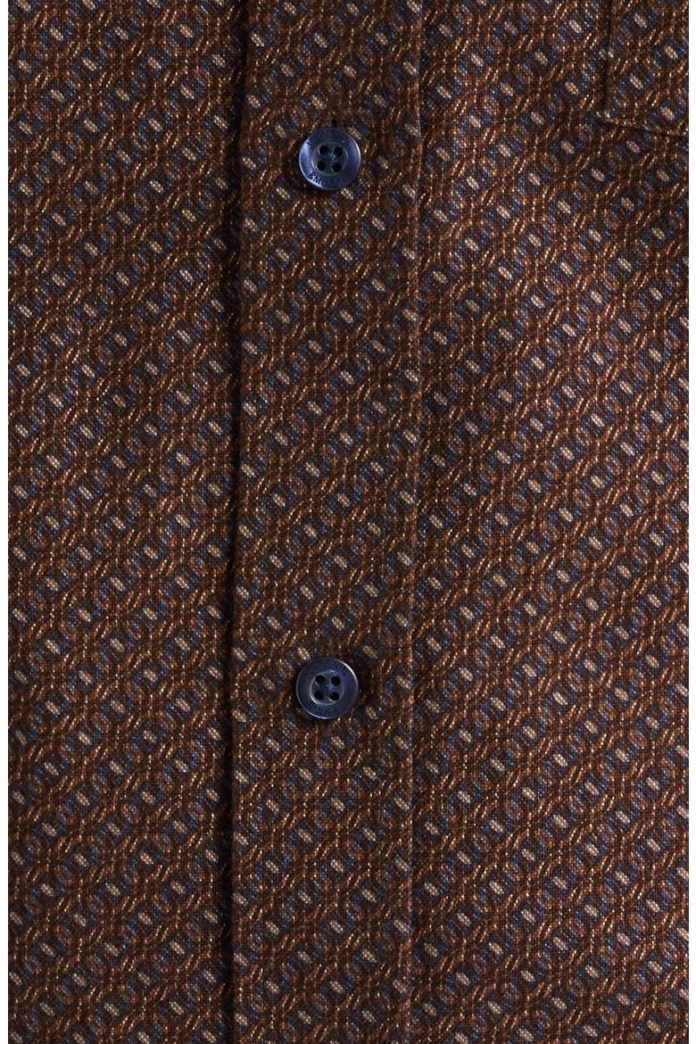 Lane Print Cotton Button-Up Shirt, Alternate, color, BROWN / NAVY LINKED OVAL