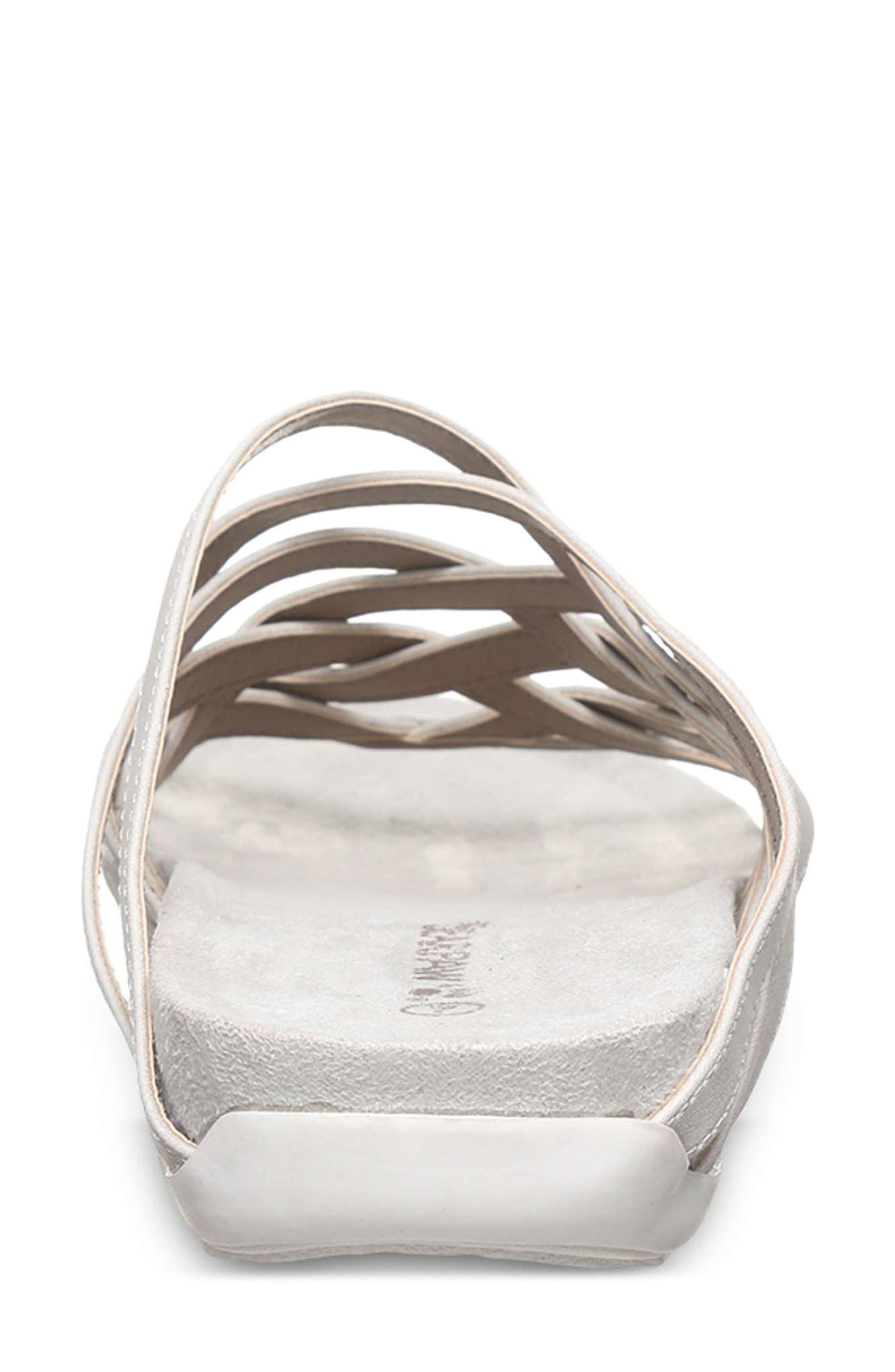 BEARPAW <p>Zinnia Faux Leather Slide Sandal (Women)</p>, Alternate, color, White