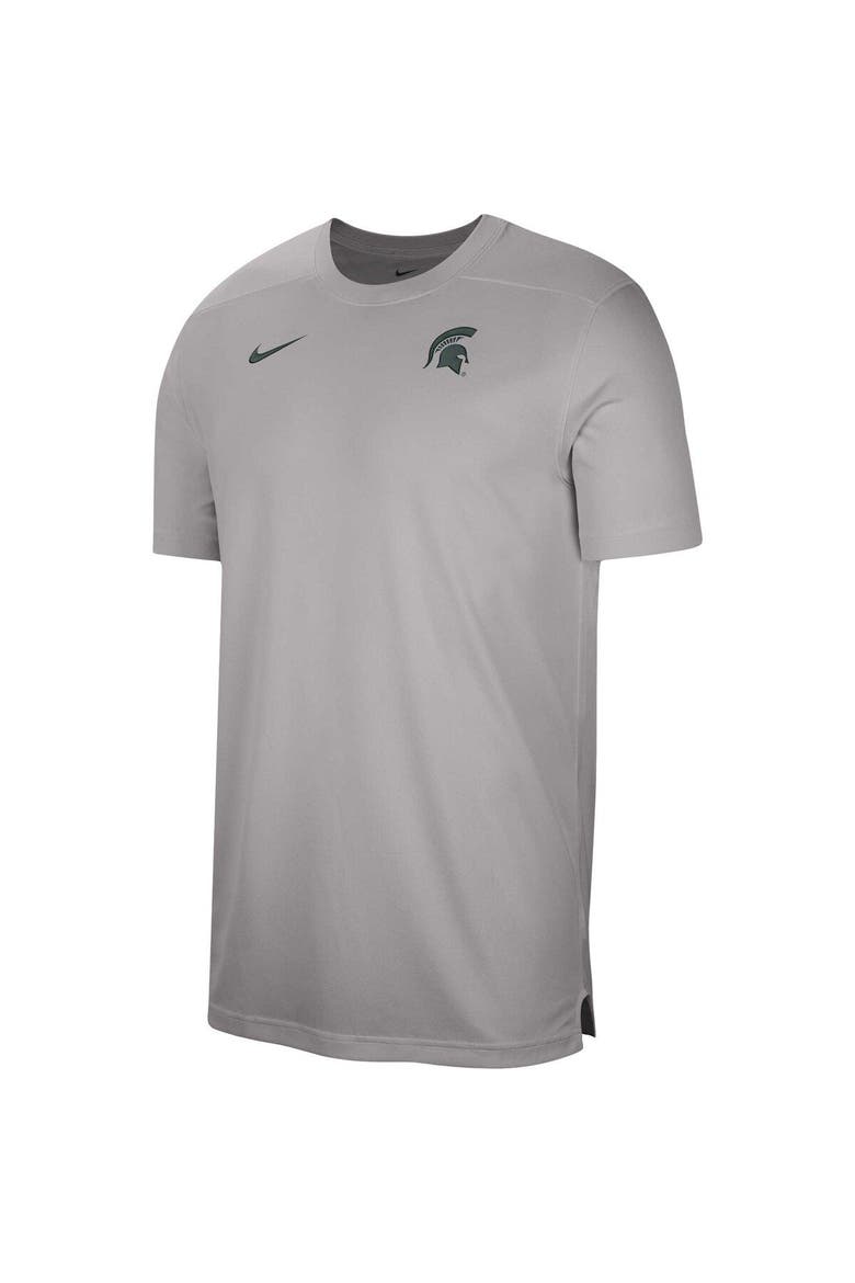 Men's Nike  Heather Gray Michigan State Spartans Sideline Coaches Performance Top, Alternate, color, Gray