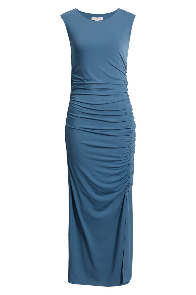 Side Ruched Maxi Dress, Alternate, color, BLUE