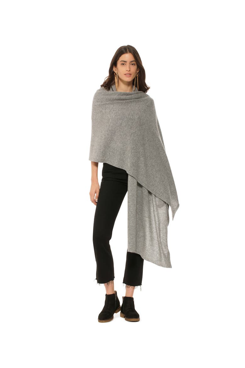 Pure Cashmere Feather-Light Maxi Wrap Stole, Main, color, Melange Grey