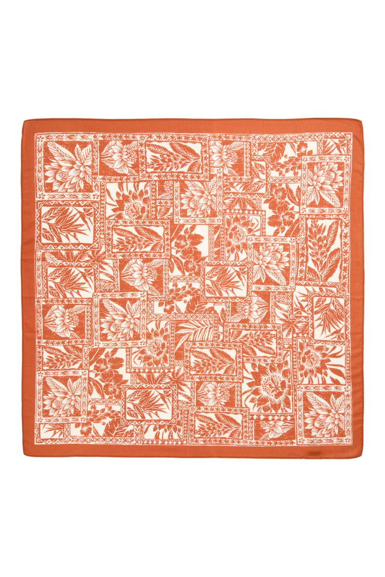 Botanical Block Square Scarf, Alternate, color, BROWN
