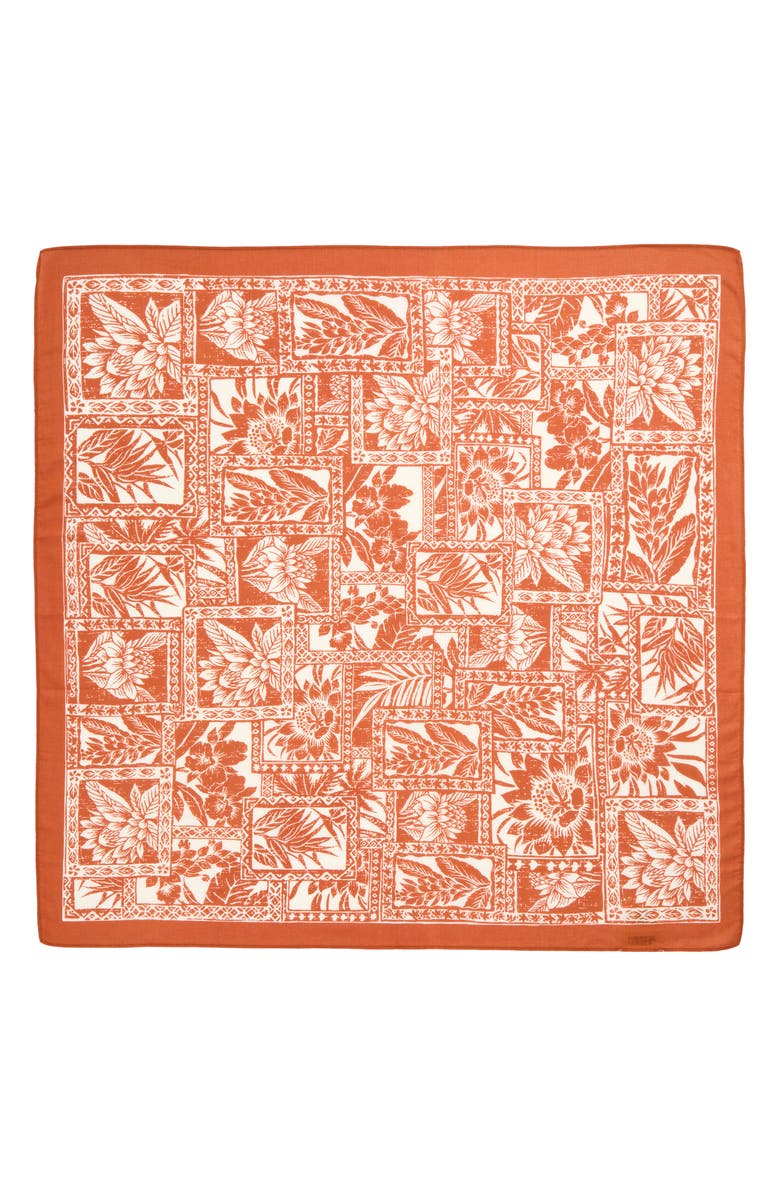 Faherty Botanical Block Square Scarf, Alternate, color, Brown