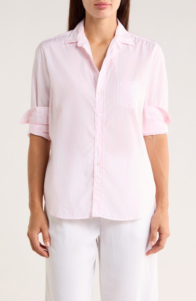 Frank & Eileen Relaxed Fit Linen Button-Up Shirt, Main, color, White Pink Stripe