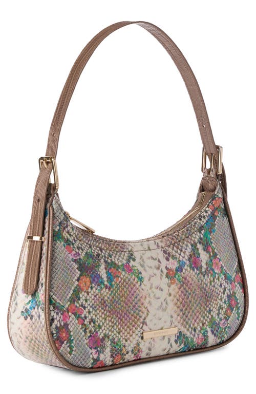Brahmin Kyrie Croc Embossed Leather Shoulder Bag In Beige Multi