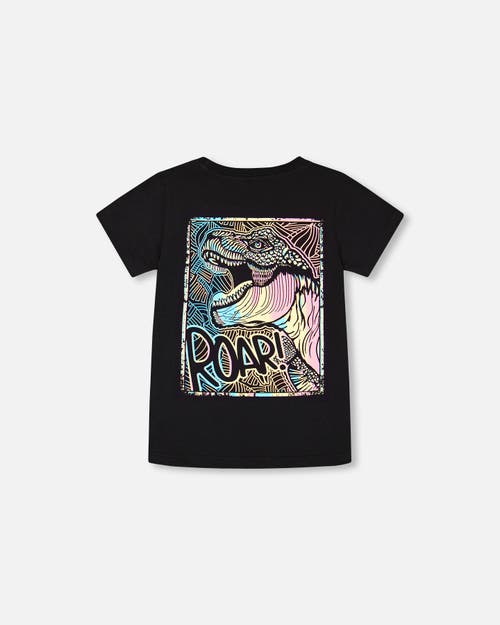 DEUX PAR DEUX DEUX PAR DEUX LITTLE BOY'S ORGANIC COTTON GRAPHIC TEE BLACK AND MULTICOLORED DINO