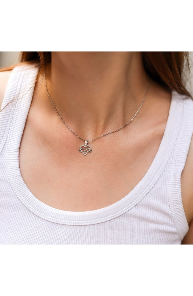Spero London Infinity Heart Love Sterling Silver Pendant Necklace, Alternate, color, Silver