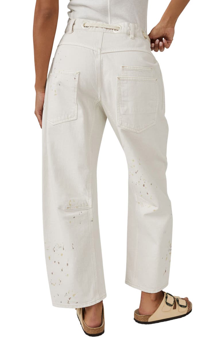 Free People Moxie Paint Fleck Cotton Utility Pants, Alternate, color, White