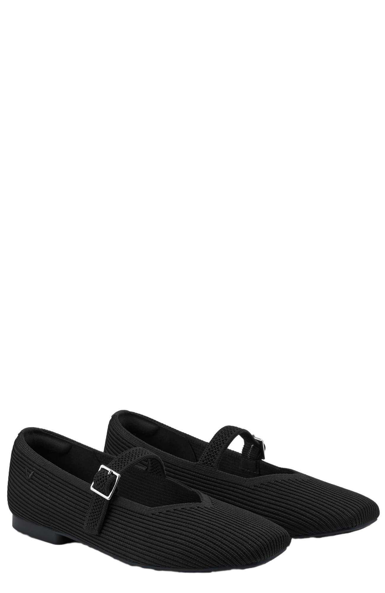 VIVAIA Margot Mary-Jane Square-Toe Ballet Flats, Main, color, Black